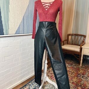 Lauren by Ralph Lauren Pleather Leggings with Zip Ankle Details